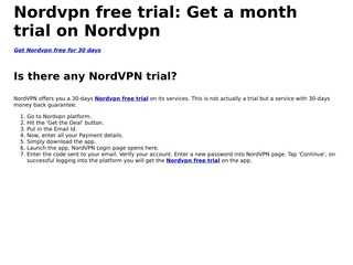 Nordvpn free trial: Get a month trial on Nordvpn