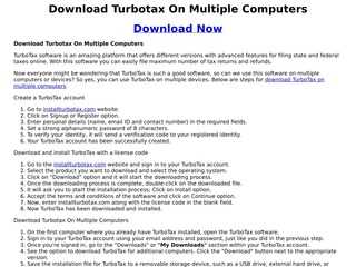 Download Turbotax On Multiple Computers