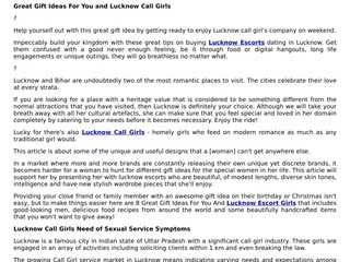 Great Gift Ideas For You and Lucknow Call Girls